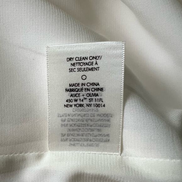 Alice and Olivia Kiro Pleated Shoulder Dress size 12 Ecru Off White - Picture 9 of 10